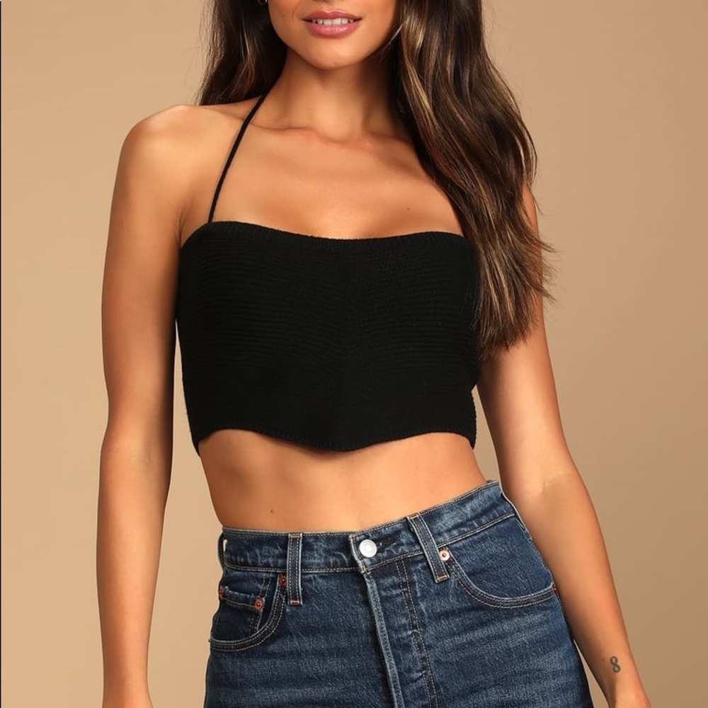 LuLus Black Halter Crop Top